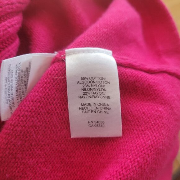 Jones New York Signature Large Pink Knit Cardigan Button Closure Ribbed Collar L - Picture 5 of 5